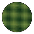 Deep Green Houndstooth Pattern Print Round Floor Mat