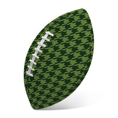 Deep Green Houndstooth Pattern Print Rugby Ball