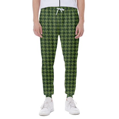Deep Green Houndstooth Pattern Print Scuba Joggers