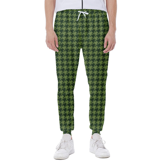 Deep Green Houndstooth Pattern Print Scuba Joggers