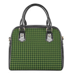 Deep Green Houndstooth Pattern Print Shoulder Handbag