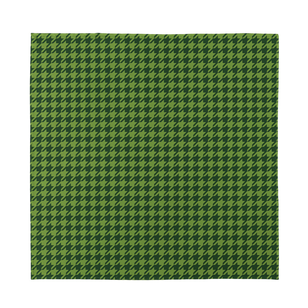 Deep Green Houndstooth Pattern Print Silk Bandana