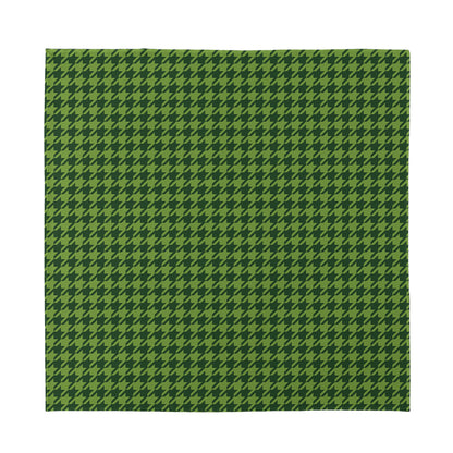 Deep Green Houndstooth Pattern Print Silk Bandana