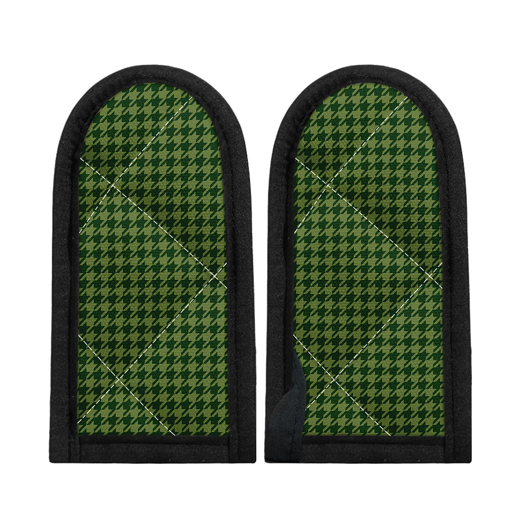 Deep Green Houndstooth Pattern Print Skillet Handle Cover