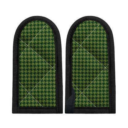 Deep Green Houndstooth Pattern Print Skillet Handle Cover