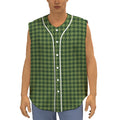 Deep Green Houndstooth Pattern Print Sleeveless Baseball Jersey