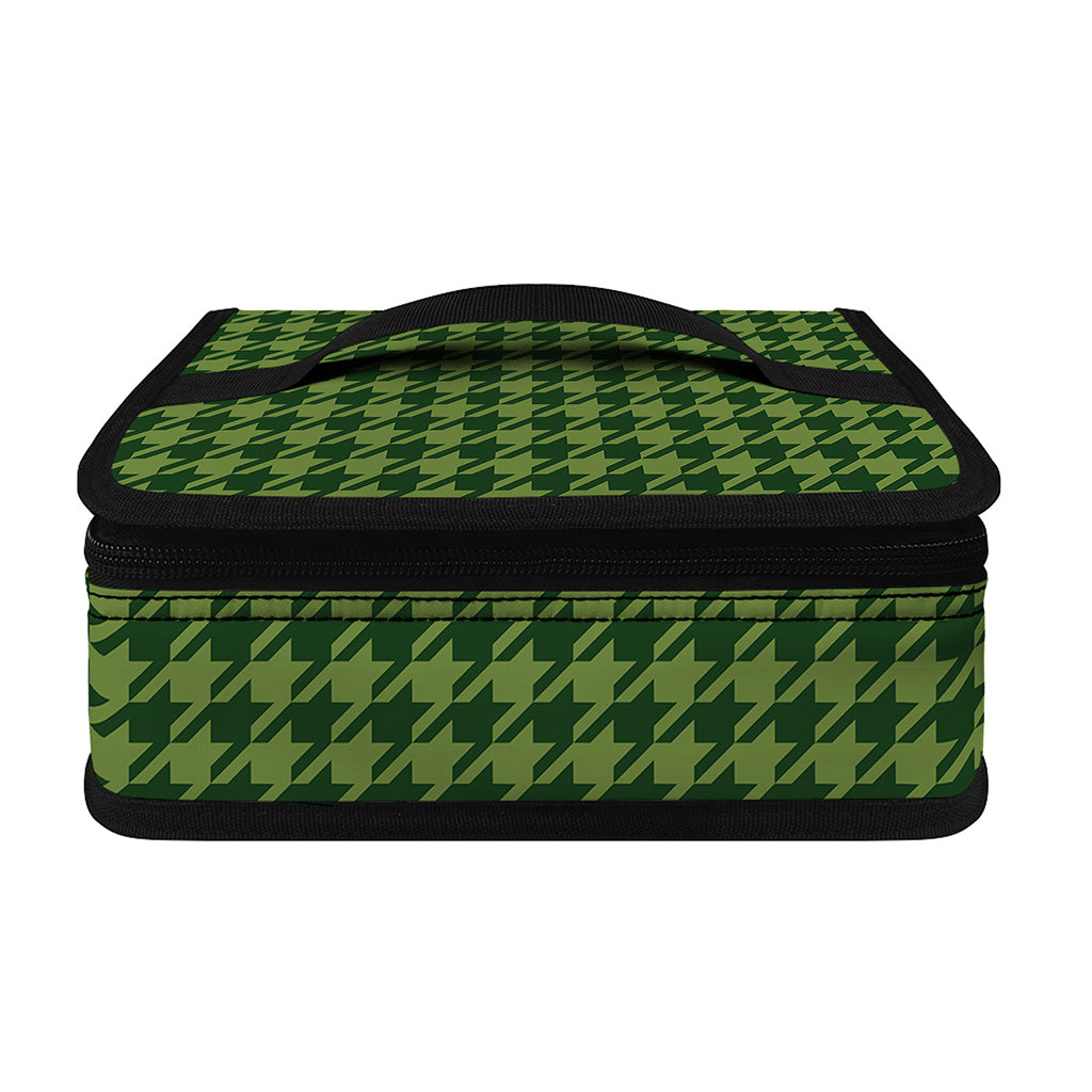 Deep Green Houndstooth Pattern Print Small Lunch Bag