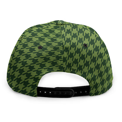 Deep Green Houndstooth Pattern Print Snapback Cap