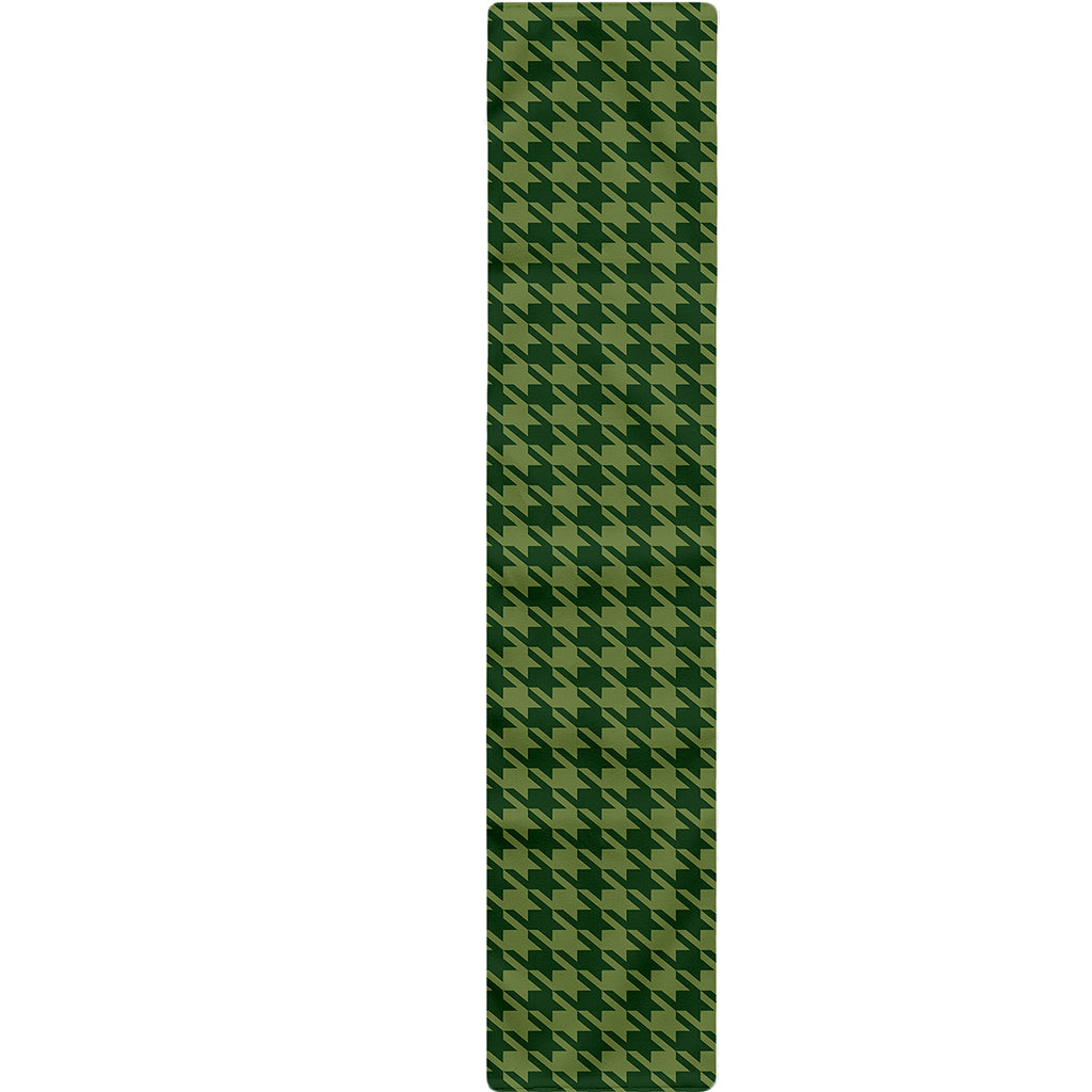 Deep Green Houndstooth Pattern Print Table Runner