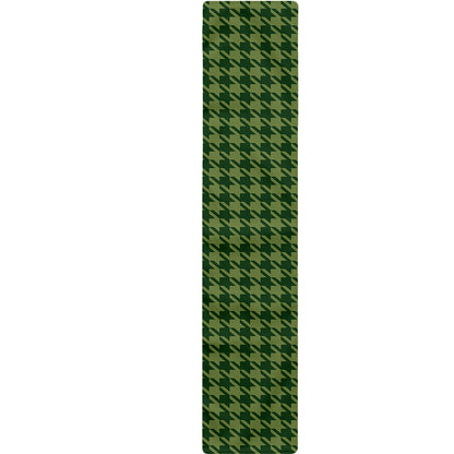 Deep Green Houndstooth Pattern Print Table Runner