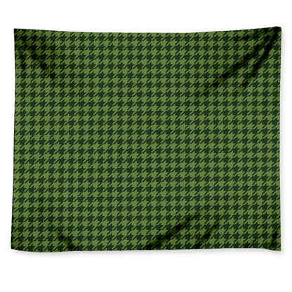 Deep Green Houndstooth Pattern Print Tapestry