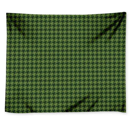 Deep Green Houndstooth Pattern Print Tapestry
