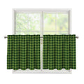 Deep Green Houndstooth Pattern Print Tier Curtains