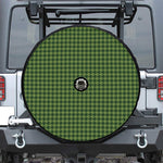 Deep Green Houndstooth Pattern Print Tire Cover With Camera Hole