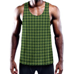 Deep Green Houndstooth Pattern Print Training Tank Top