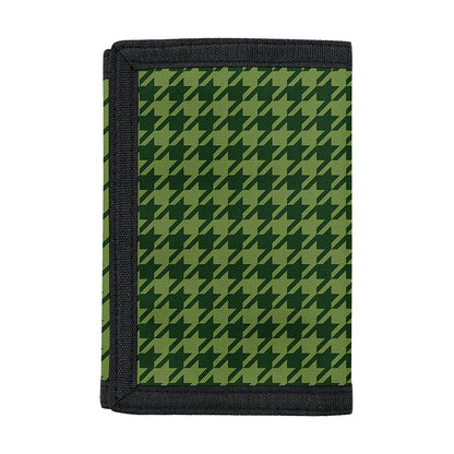 Deep Green Houndstooth Pattern Print Trifold Wallet