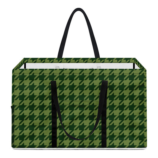 Deep Green Houndstooth Pattern Print Utility Tote Bag