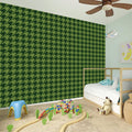 Deep Green Houndstooth Pattern Print Wall Sticker