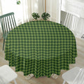 Deep Green Houndstooth Pattern Print Waterproof Round Tablecloth
