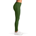 Deep Green Houndstooth Pattern Print Women's Leggings