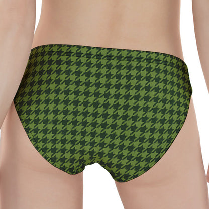 Deep Green Houndstooth Pattern Print Women's Panties