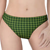 Deep Green Houndstooth Pattern Print Women's Thong