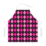 Deep Pink And Black Argyle Pattern Print Adjustable Apron