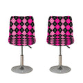 Deep Pink And Black Argyle Pattern Print Bar Stool Covers