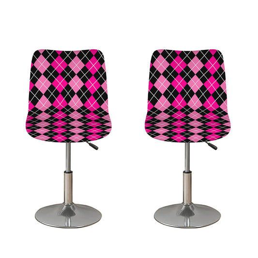 Deep Pink And Black Argyle Pattern Print Bar Stool Covers