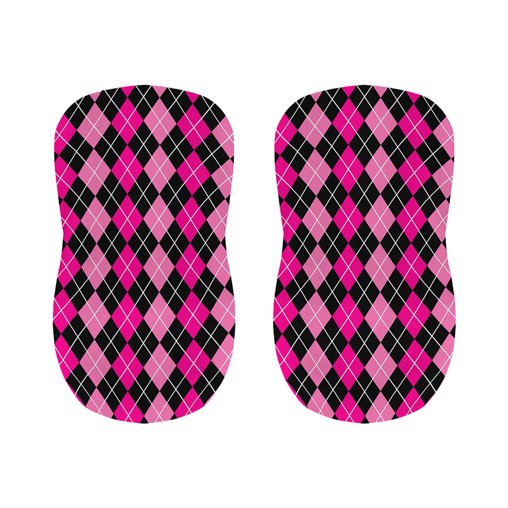 Deep Pink And Black Argyle Pattern Print Bar Stool Covers