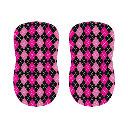 Deep Pink And Black Argyle Pattern Print Bar Stool Covers