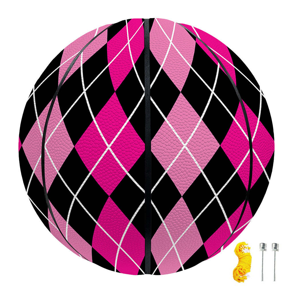 Deep Pink And Black Argyle Pattern Print Basketball