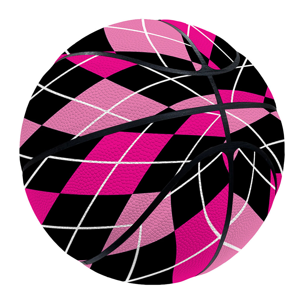 Deep Pink And Black Argyle Pattern Print Basketball