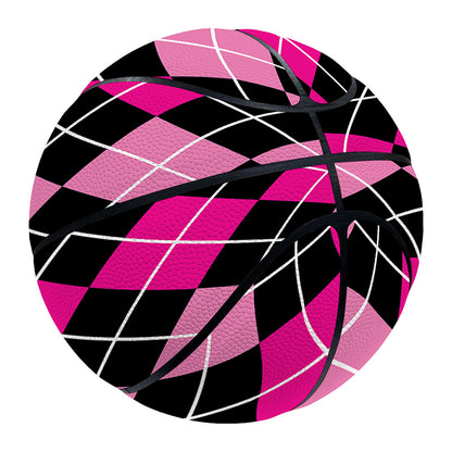 Deep Pink And Black Argyle Pattern Print Basketball