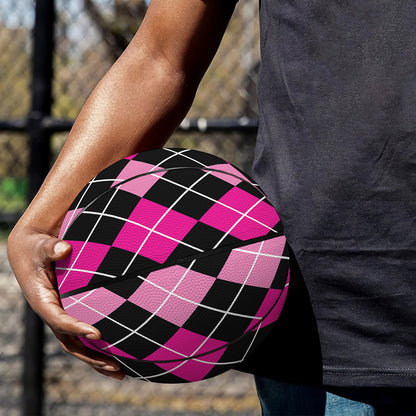 Deep Pink And Black Argyle Pattern Print Basketball
