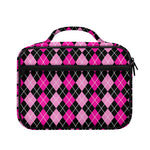 Deep Pink And Black Argyle Pattern Print Briefcase Bible Bag