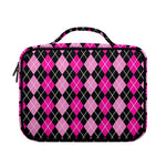 Deep Pink And Black Argyle Pattern Print Briefcase Bible Bag