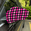 Deep Pink And Black Argyle Pattern Print Car Side Mirror Covers