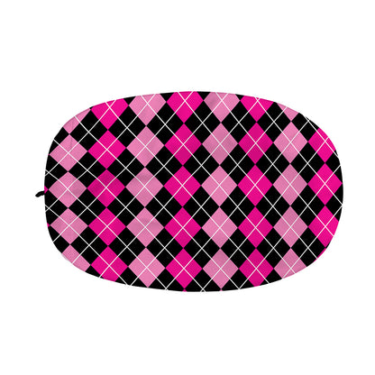 Deep Pink And Black Argyle Pattern Print Car Side Mirror Covers