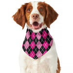 Deep Pink And Black Argyle Pattern Print Dog Bandana