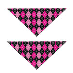 Deep Pink And Black Argyle Pattern Print Dog Bandana
