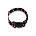 Deep Pink And Black Argyle Pattern Print Dog Collar
