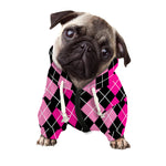 Deep Pink And Black Argyle Pattern Print Dog Zip Up Hoodie