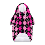 Deep Pink And Black Argyle Pattern Print Dog Zip Up Hoodie
