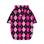 Deep Pink And Black Argyle Pattern Print Dog Zip Up Hoodie
