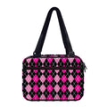 Deep Pink And Black Argyle Pattern Print Double Strap Bible Bag