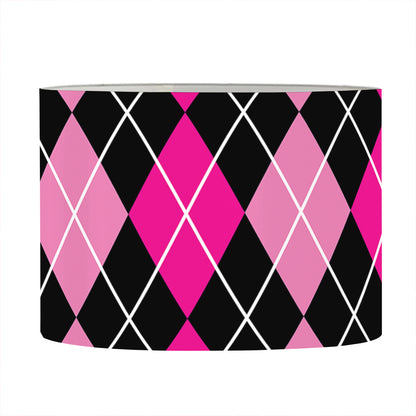 Deep Pink And Black Argyle Pattern Print Drum Lamp Shade
