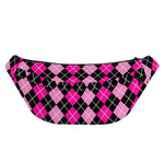 Deep Pink And Black Argyle Pattern Print Fanny Pack