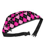 Deep Pink And Black Argyle Pattern Print Fanny Pack
