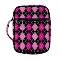 Deep Pink And Black Argyle Pattern Print Front Pocket Bible Bag
